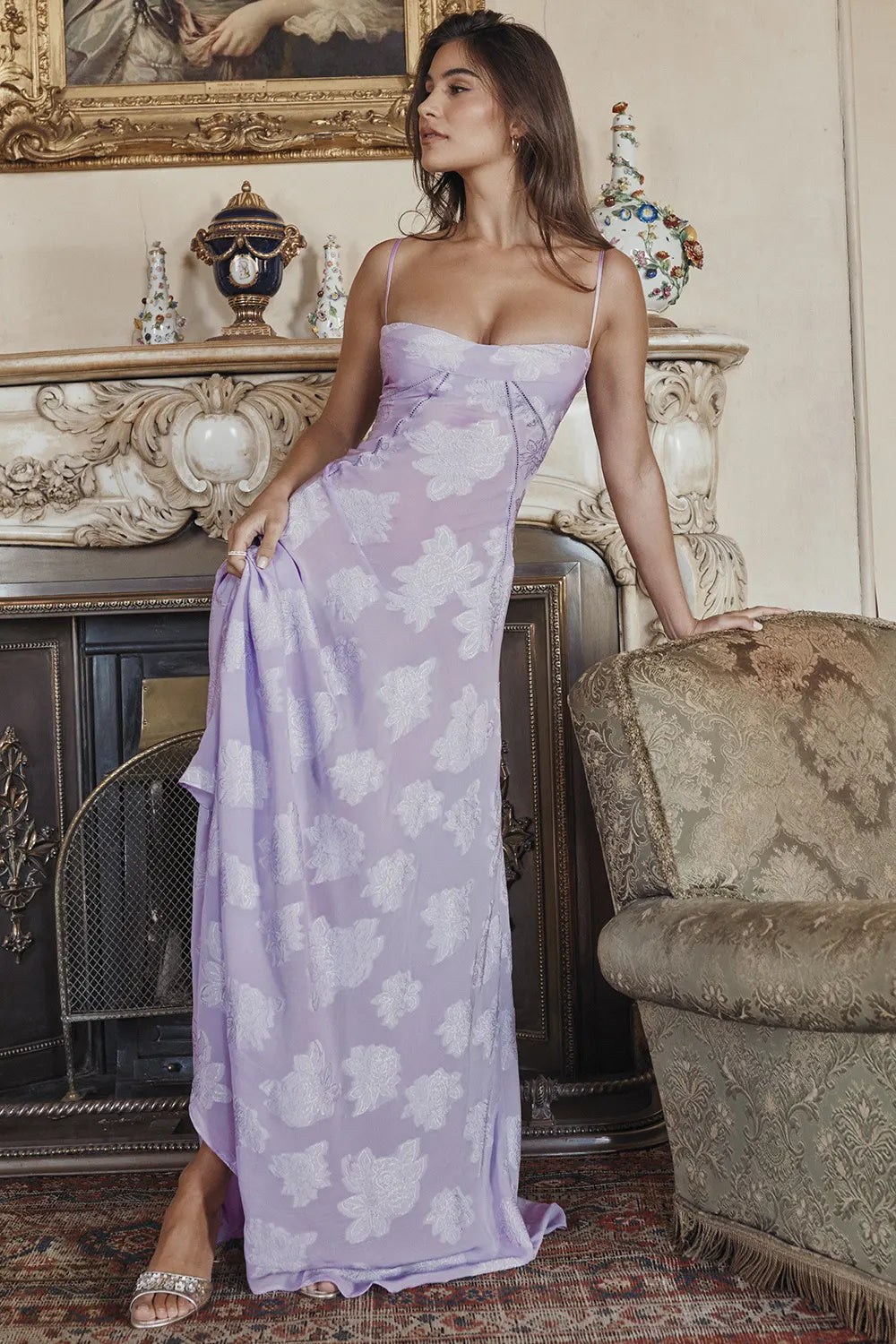 Purple Suspender Lace Dress