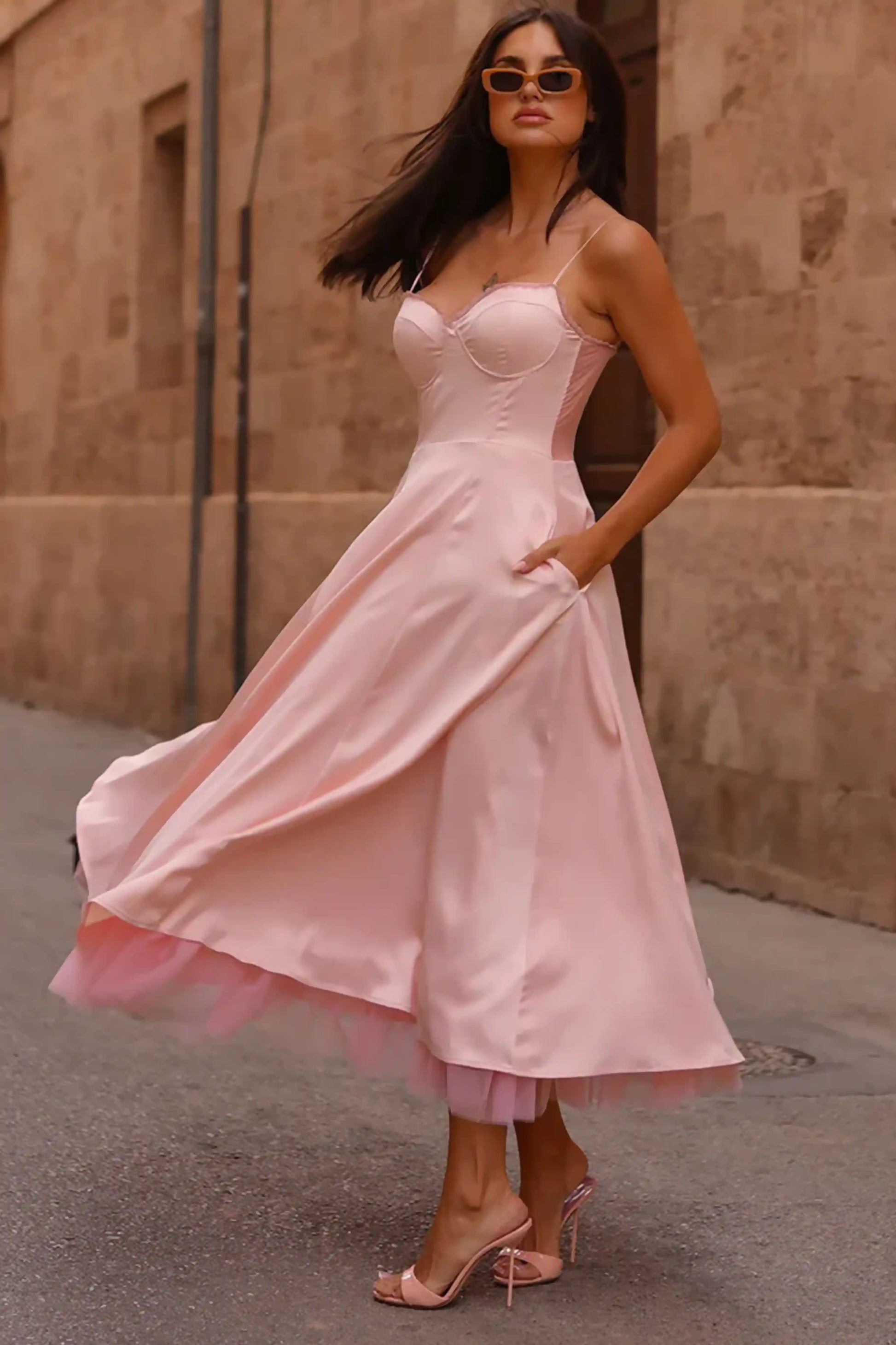 Elegant Satin Corset Tulle Dress