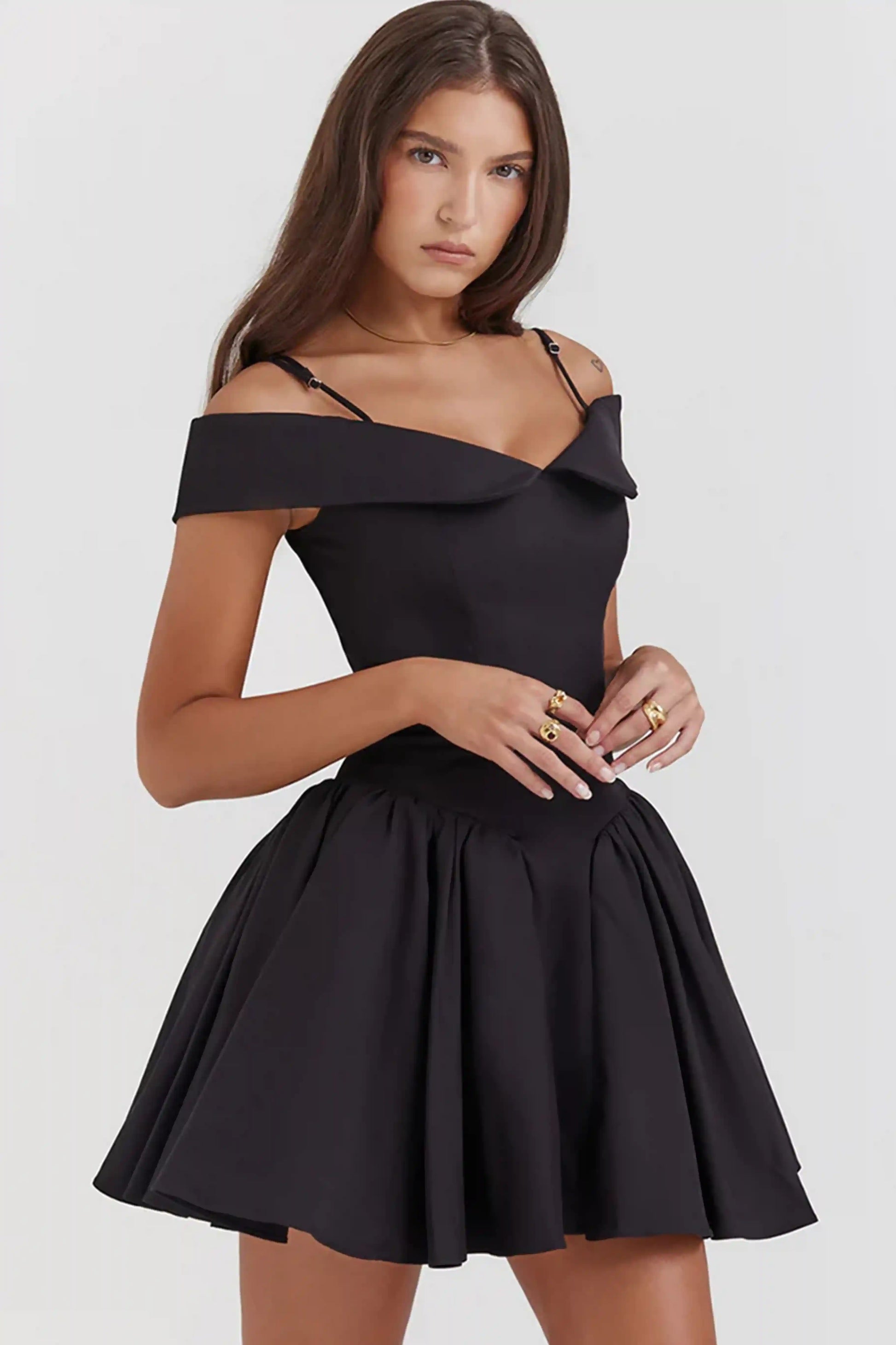 Elegant and Cute Corset Mini Suspender Pleated Skirt
