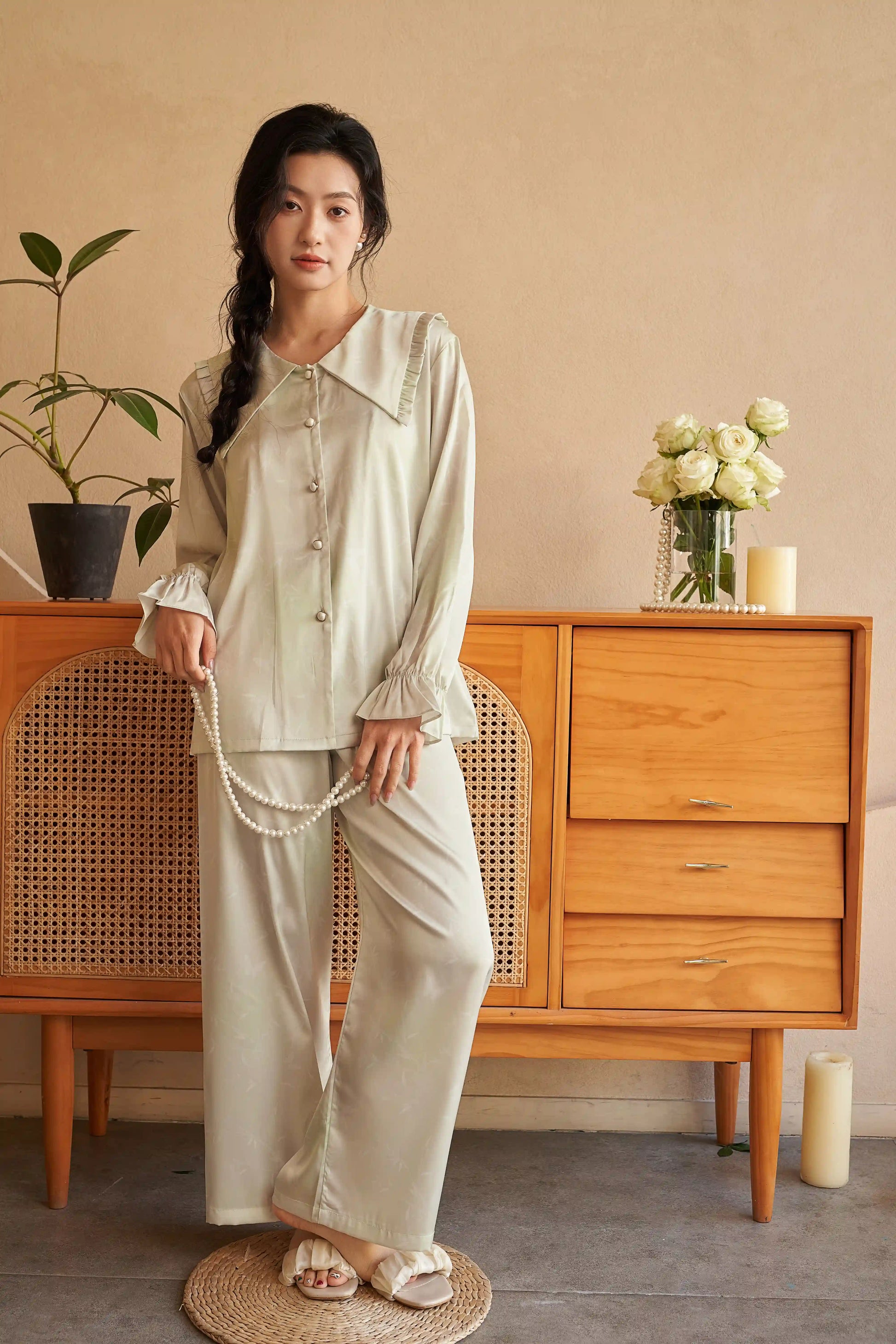 Oriental style pajamas - Dappled Bamboo Shadows