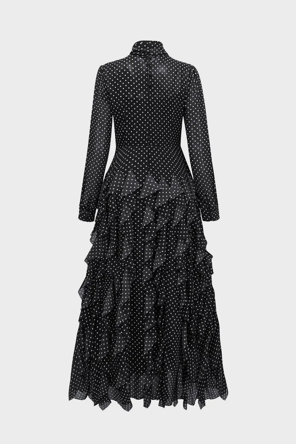 Elegant Polka Dot Lace-Up Chiffon Evening Dress