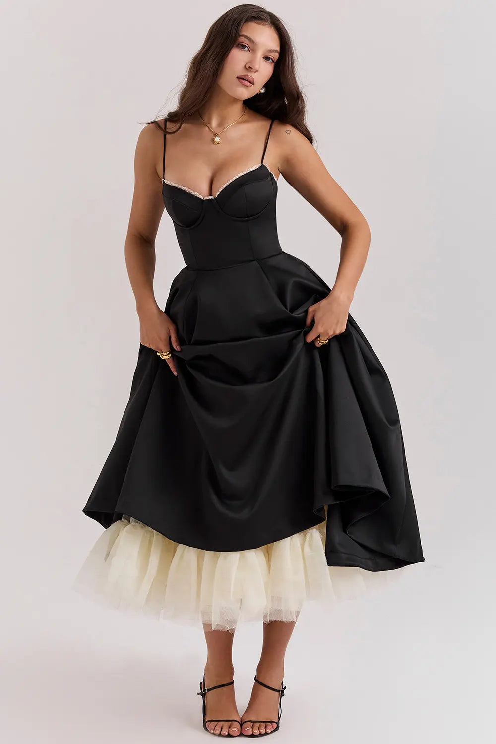 French Elegant Tulle Sling Midi Skirt