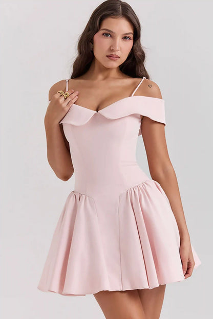 Elegant and cute corset mini suspender pleated skirt