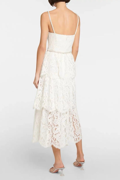 Delicate Print Cutout Layered Tulle Party Dress