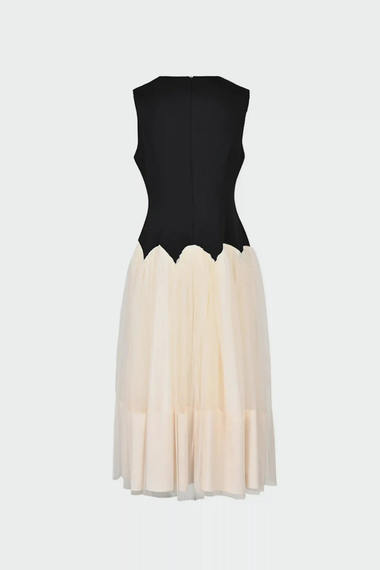 Retro classic contrast color sleeveless tulle dress