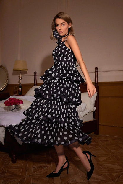 Fashionable Polka Dot Layered Camisole Dress