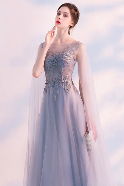 Purple Elegant Tulle Evening Dress