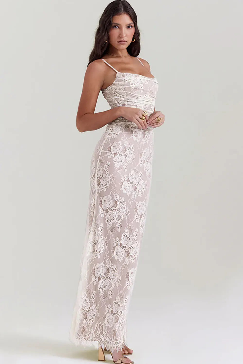 Elegant Vintage Lace Slip Dress