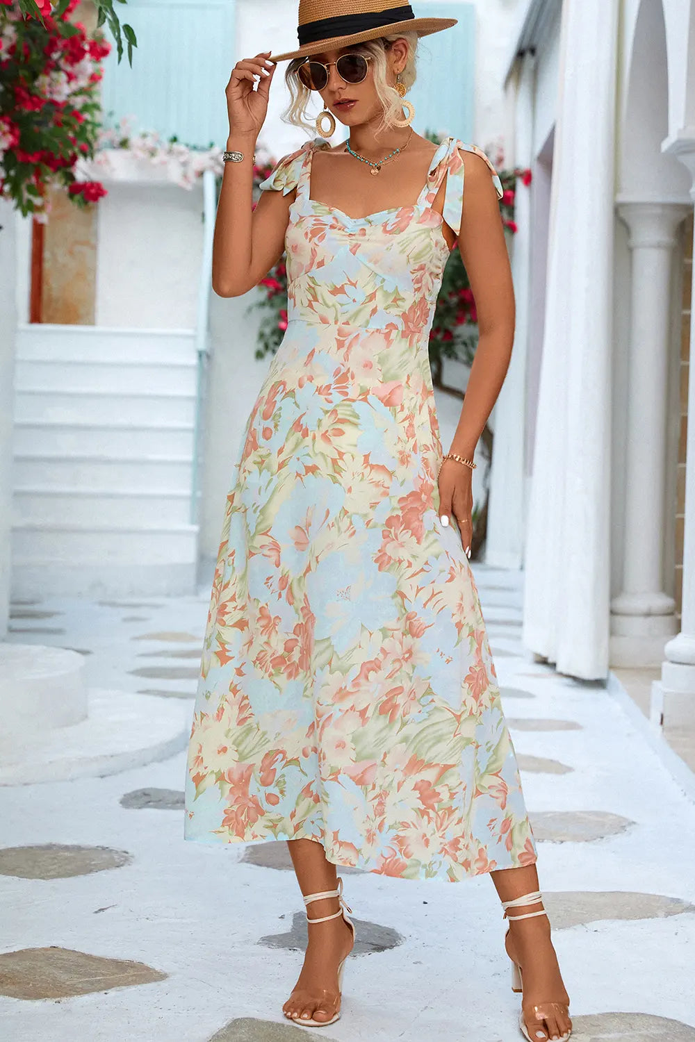 Elegant Floral Tie Dress