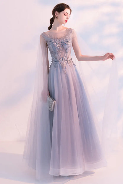 Purple Elegant Tulle Evening Dress