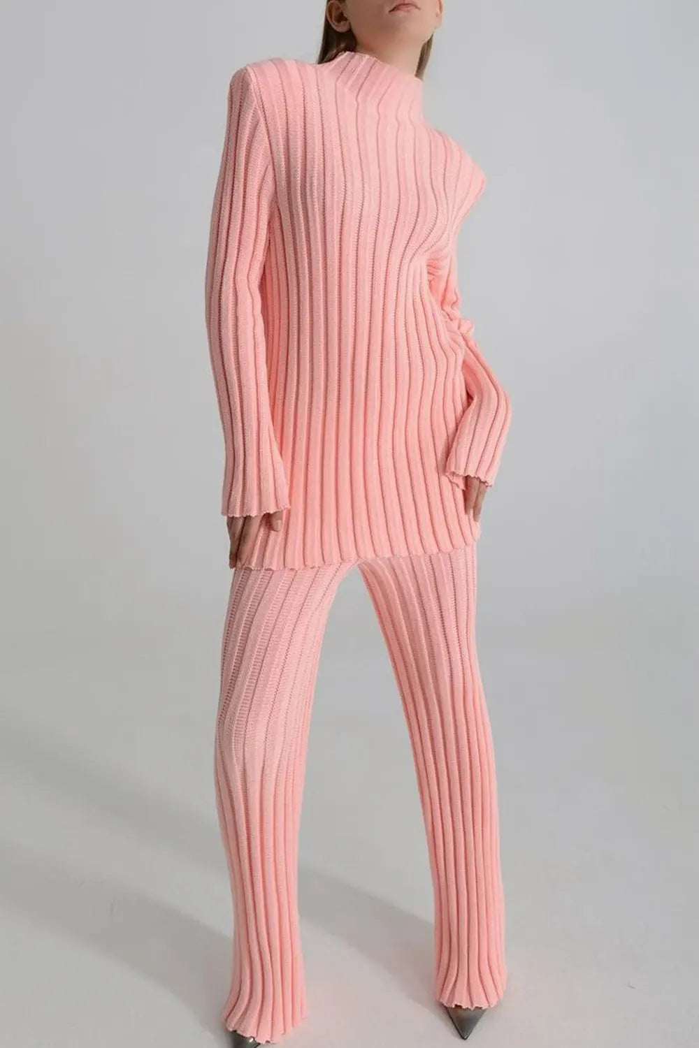 Casual Striped Knit Sweater & Pants Two-Piece Set