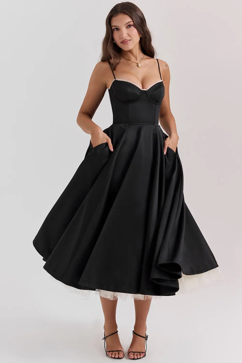 French Elegant Tulle Sling Midi Skirt