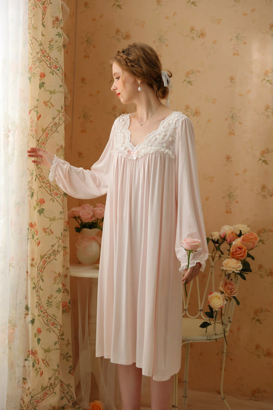 Elegant floral tulle V-neck Nightgown/Home wear