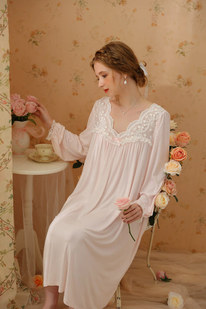 Elegant floral tulle V-neck Nightgown/Home wear