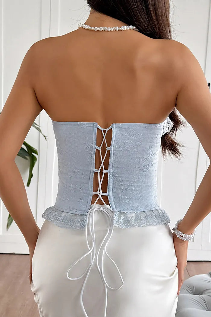 French Lace Trim Corset Tank Top
