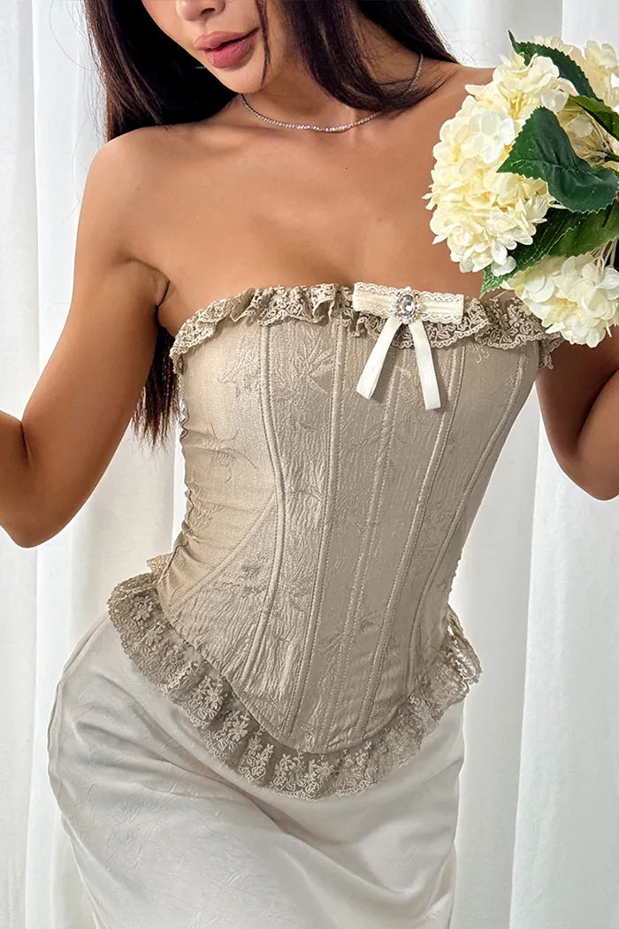 French Lace Trim Corset Tank Top