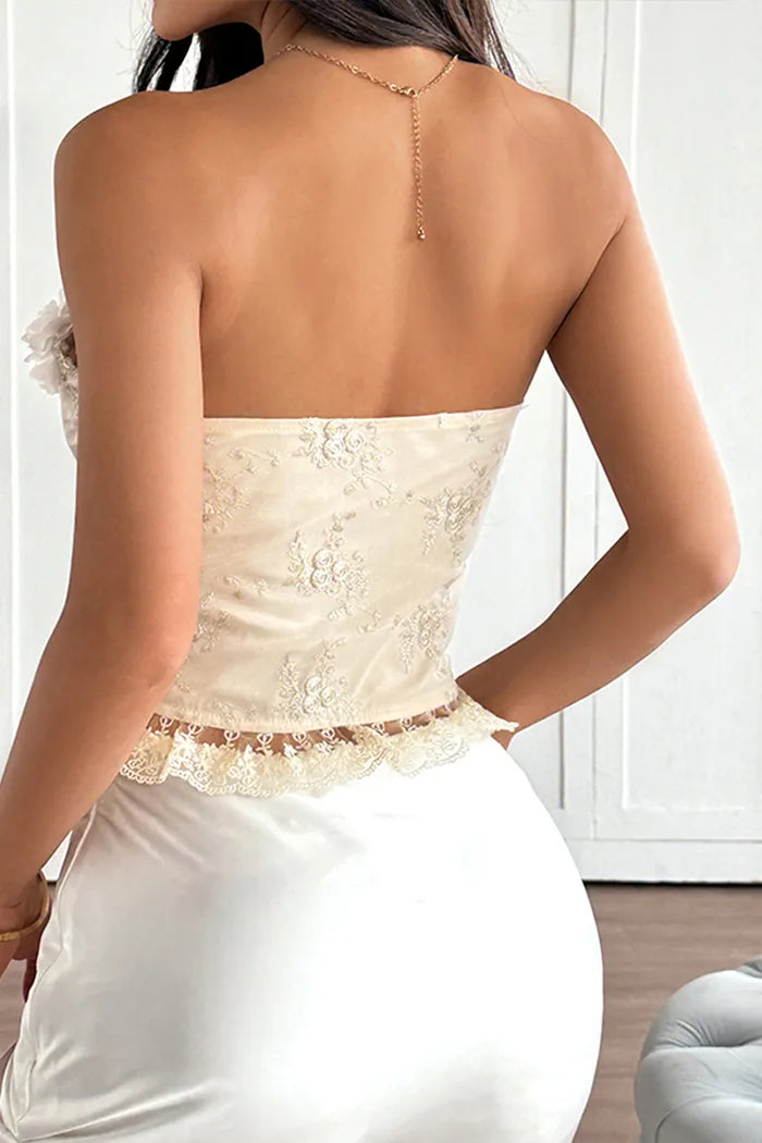 French Lace Trim Corset Top