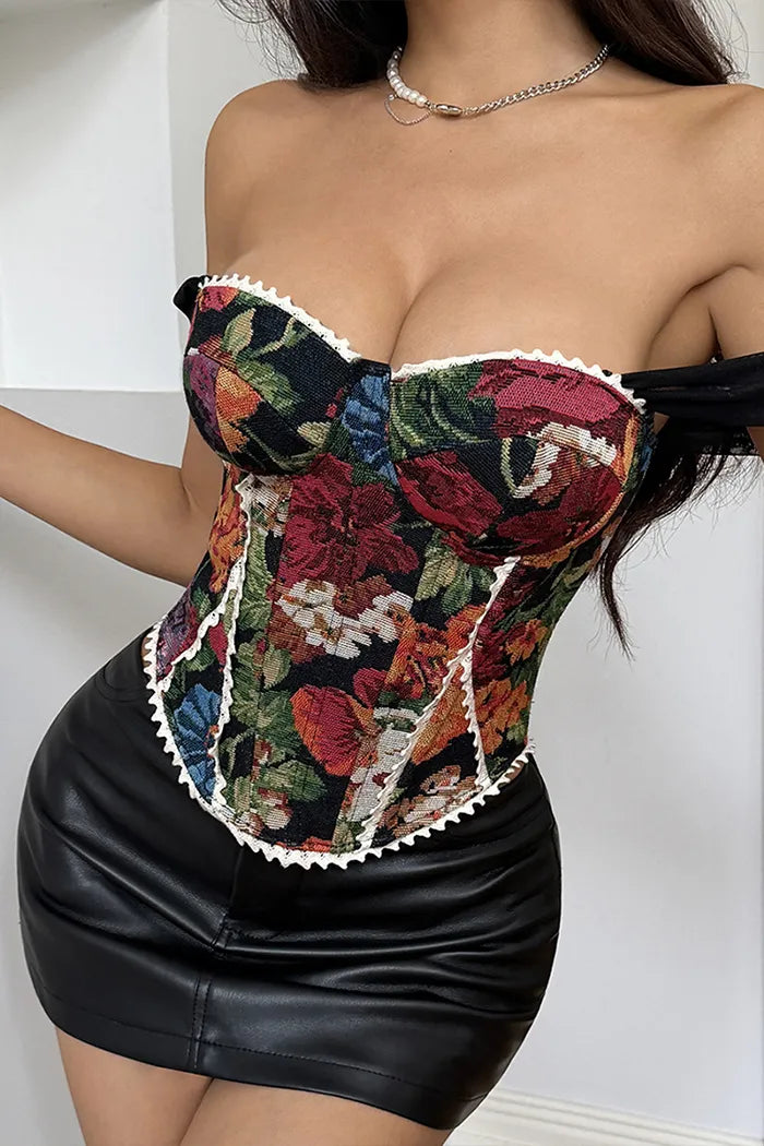 French Printed Corset Top