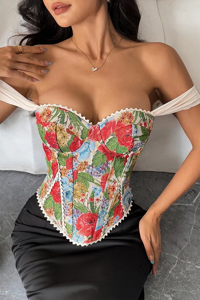 French Printed Corset Top