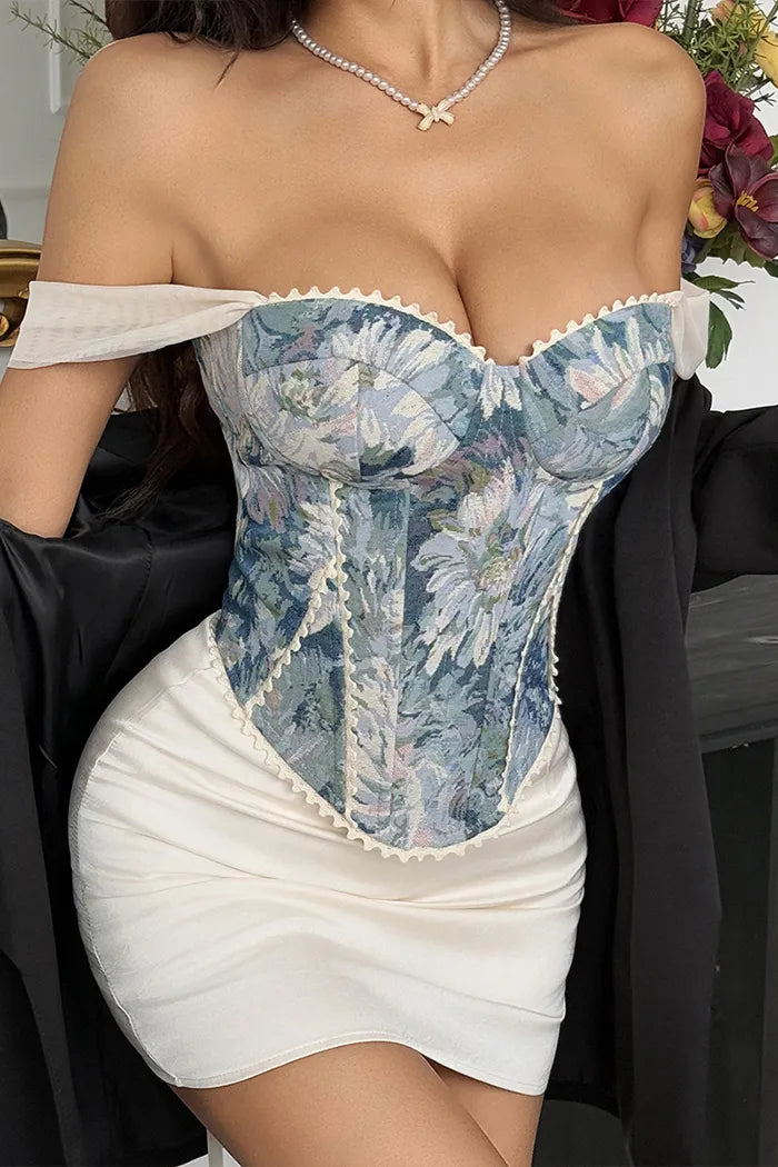 French Printed Corset Top