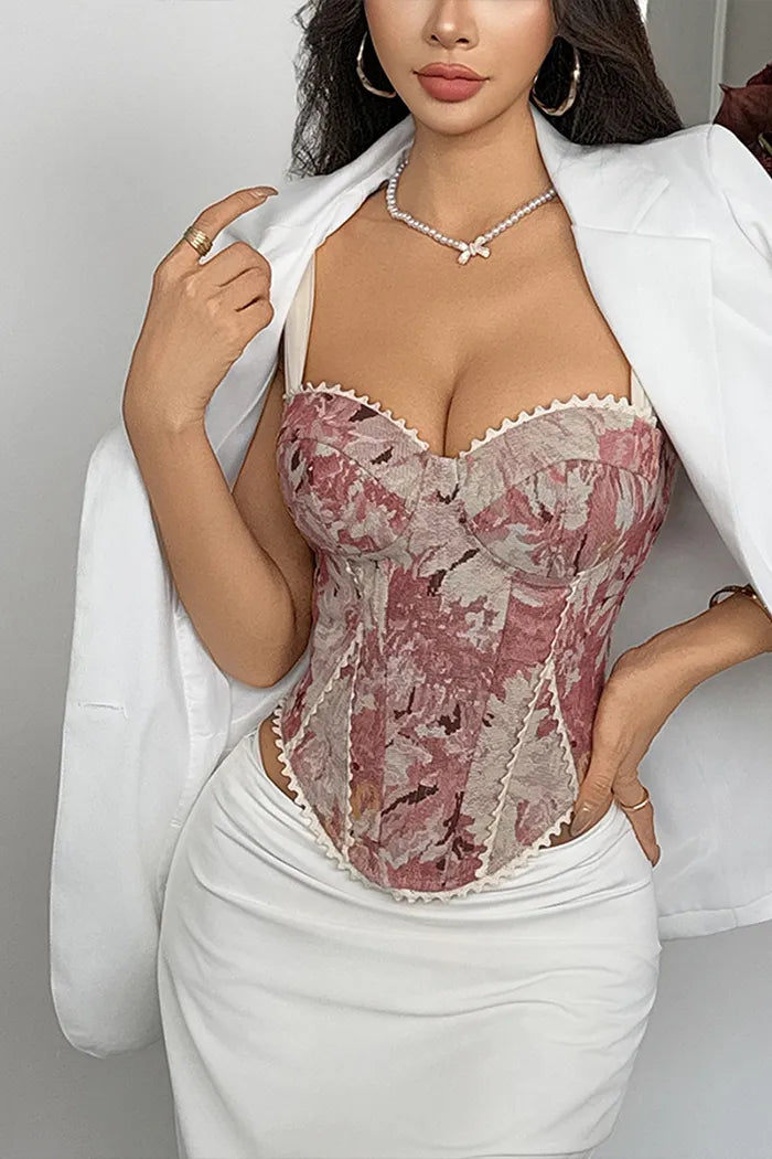 French Printed Corset Top