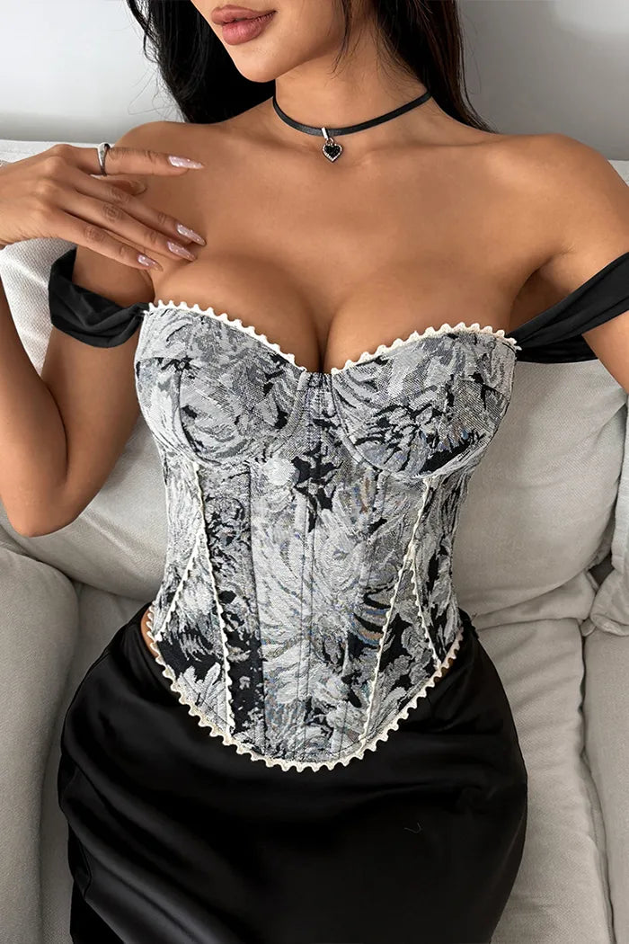 French Printed Corset Top