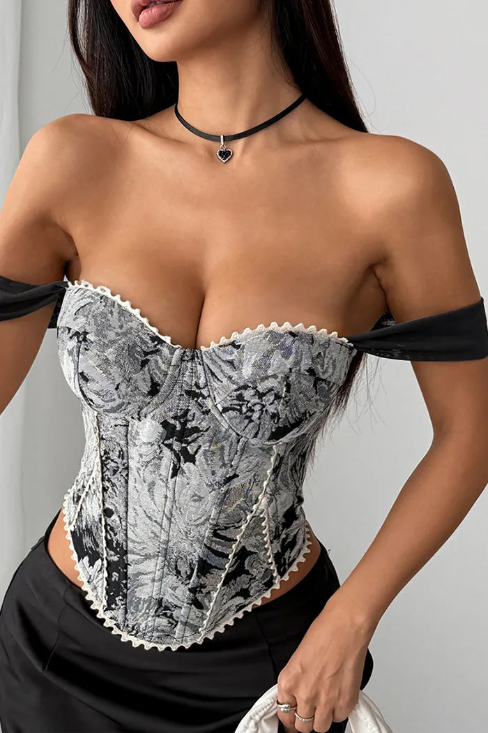 French Printed Corset Top