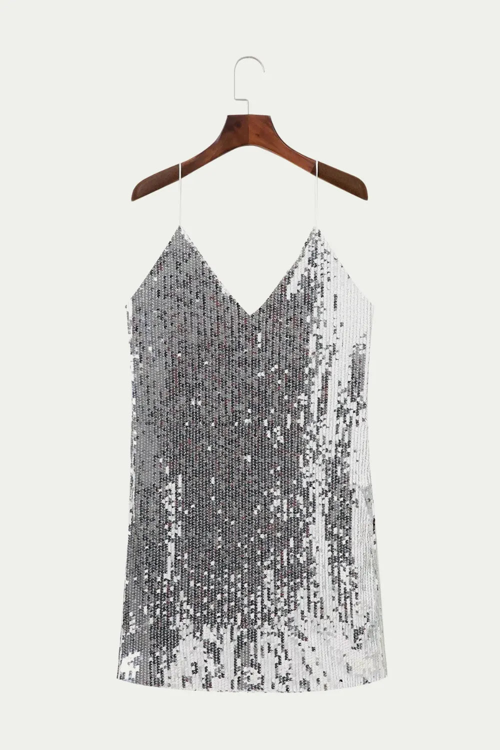 V-Neck Sequin Mini Suspender Dress
