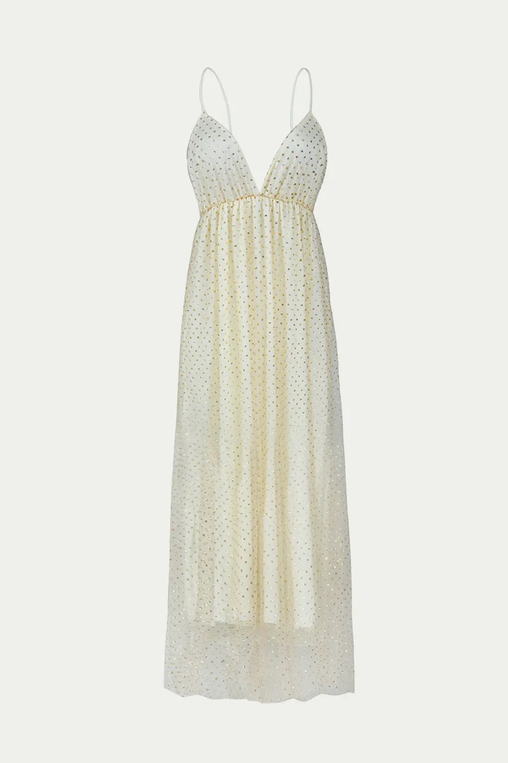 Shiny Deep V-Neck Midi Dress