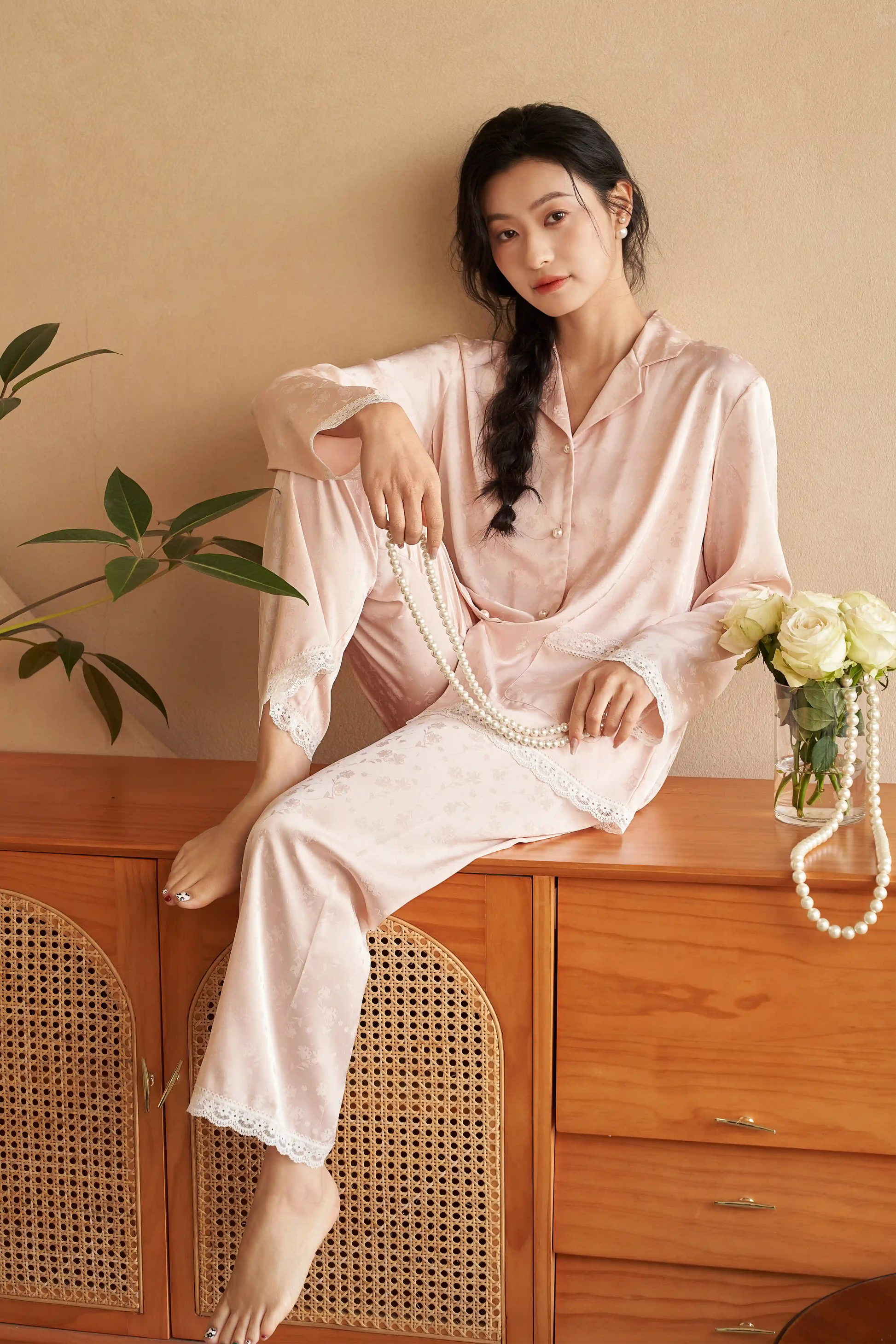 Oriental lace pajamas - Dreaming of Flowers