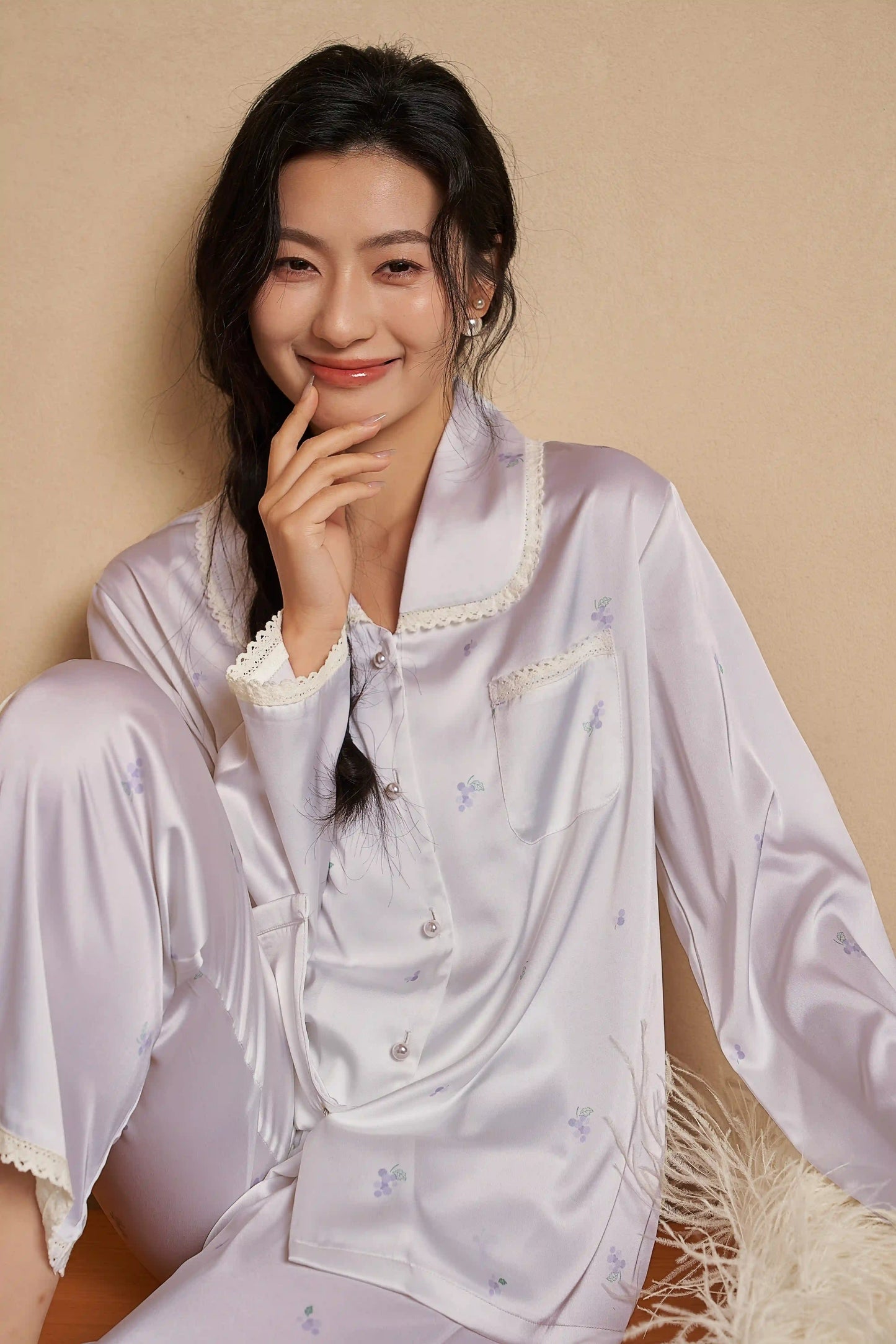 Oriental lace pajamas - elegant beauty