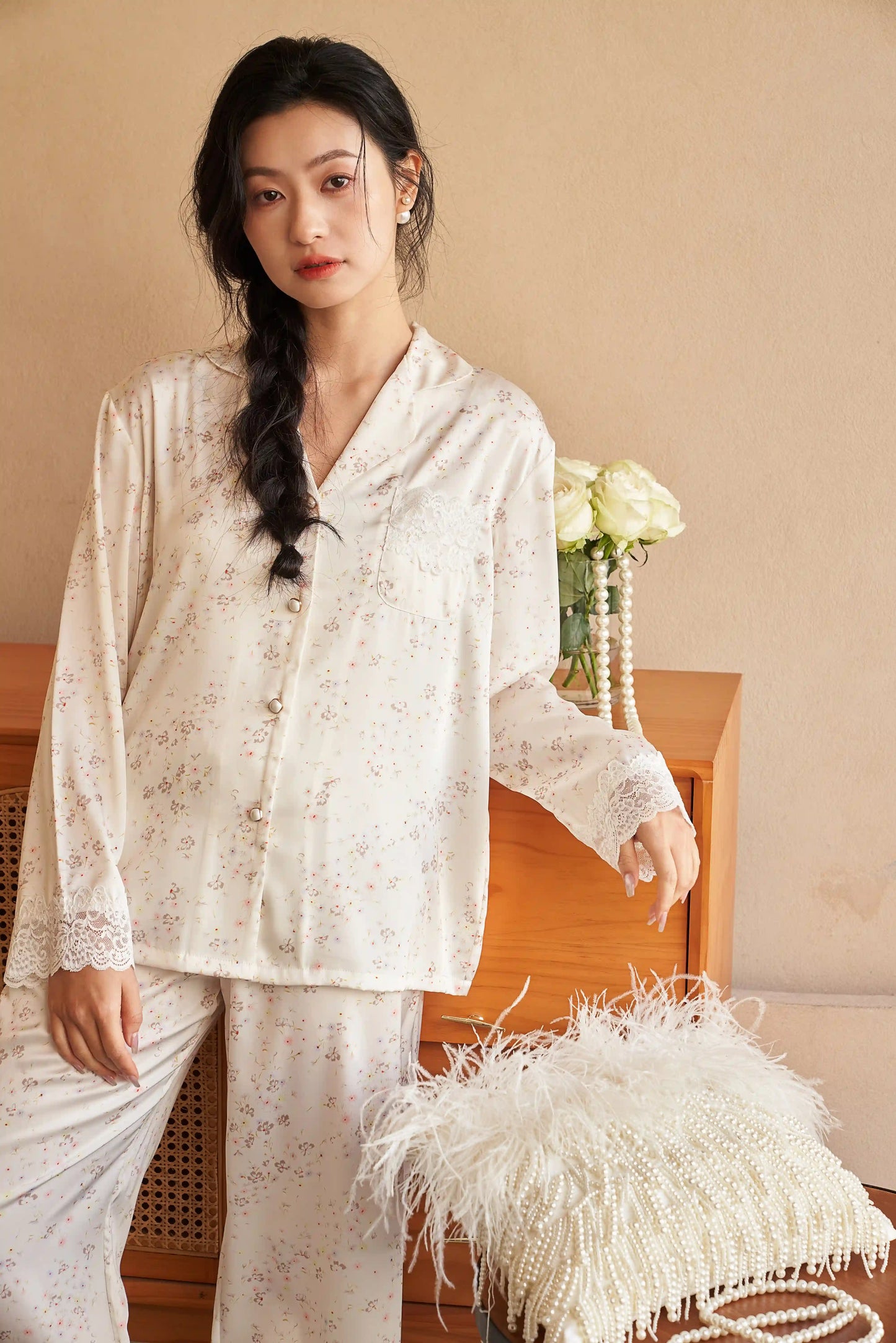 Oriental lace pajamas - patterned breeze