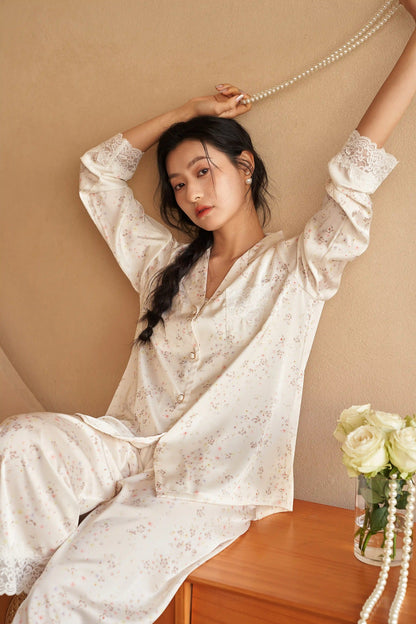 Oriental lace pajamas - patterned breeze