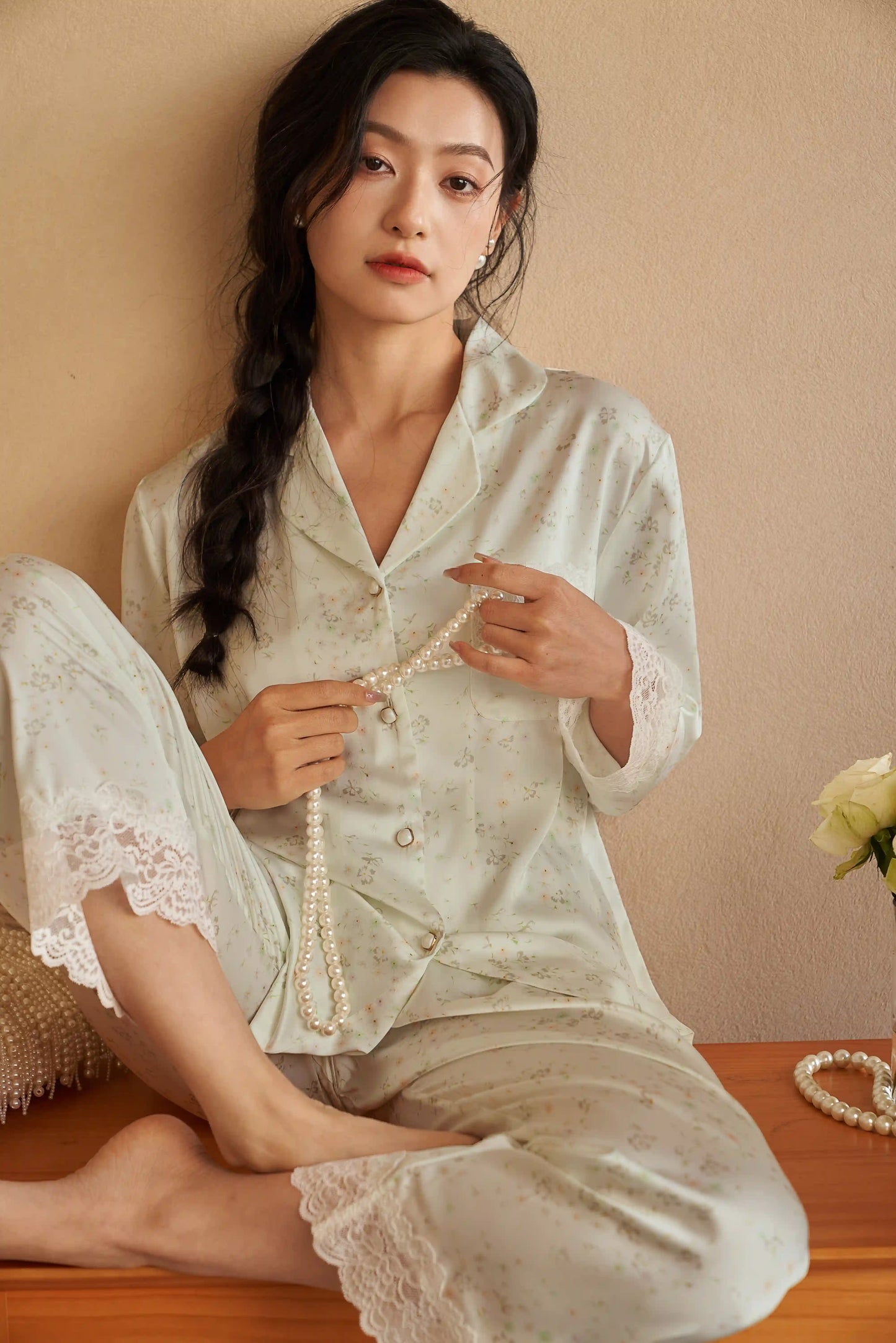 Oriental lace pajamas - patterned breeze