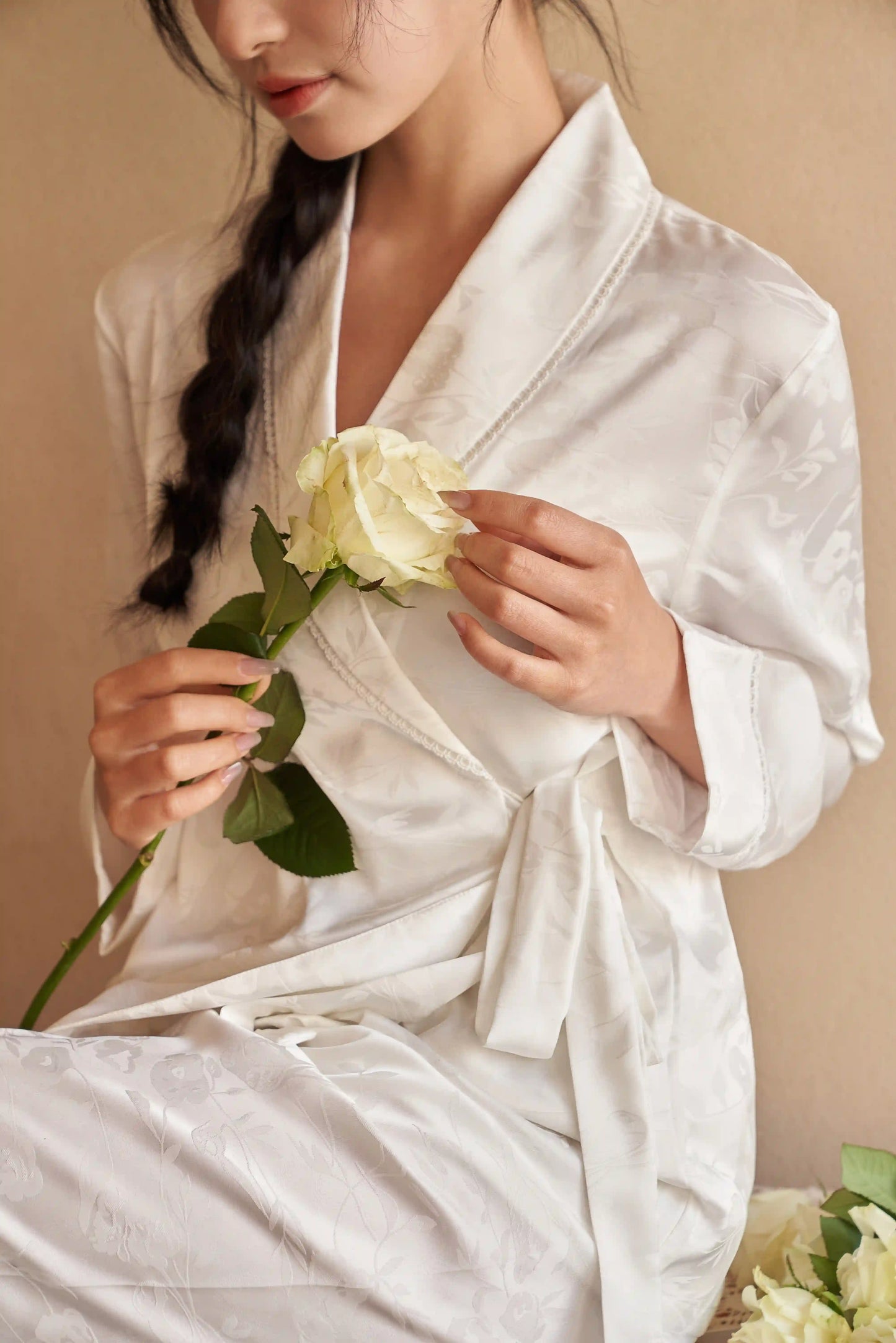 Oriental style pajamas - The beauty of ancient rhyme - White