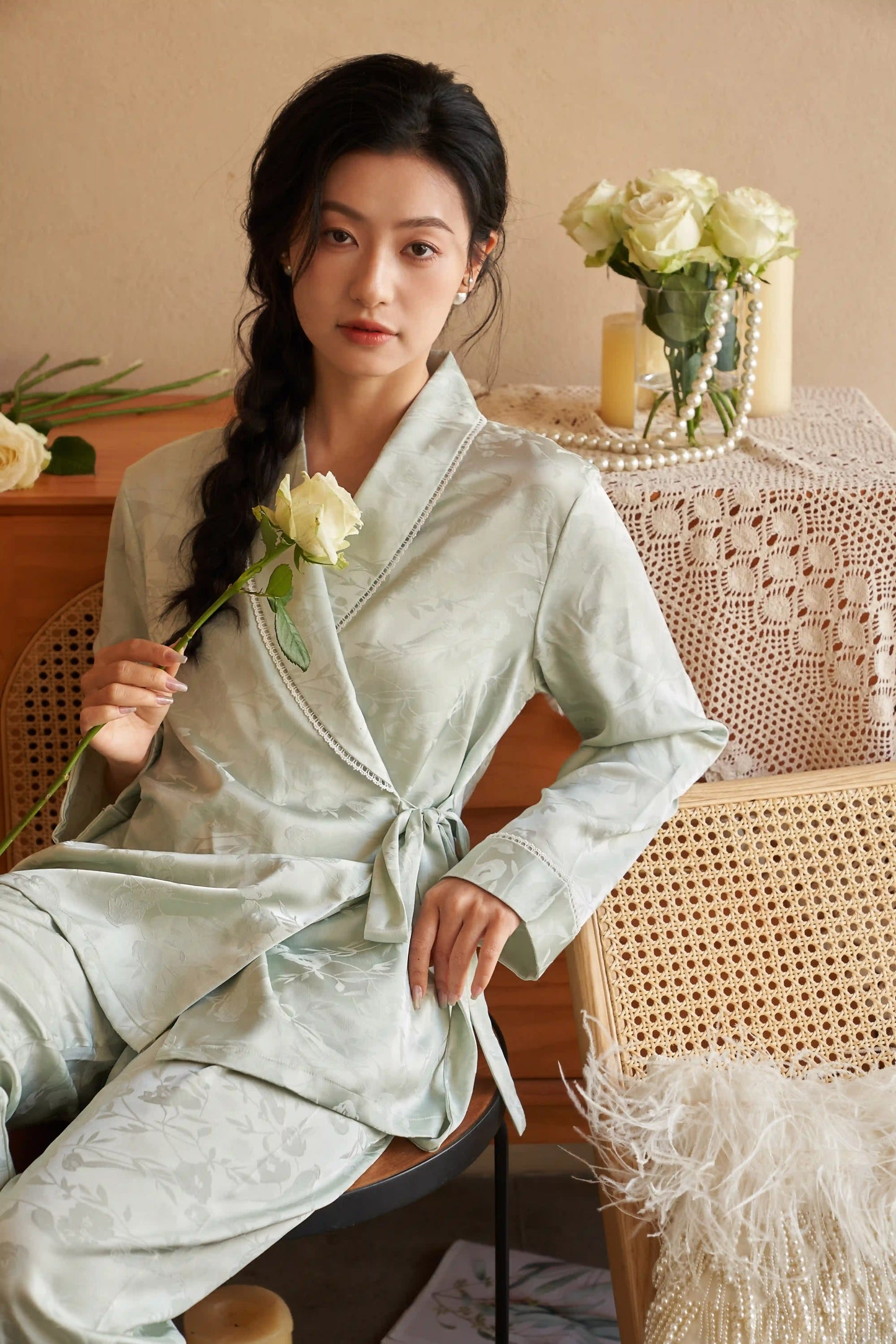 Oriental style pajamas - The beauty of ancient rhyme - Green