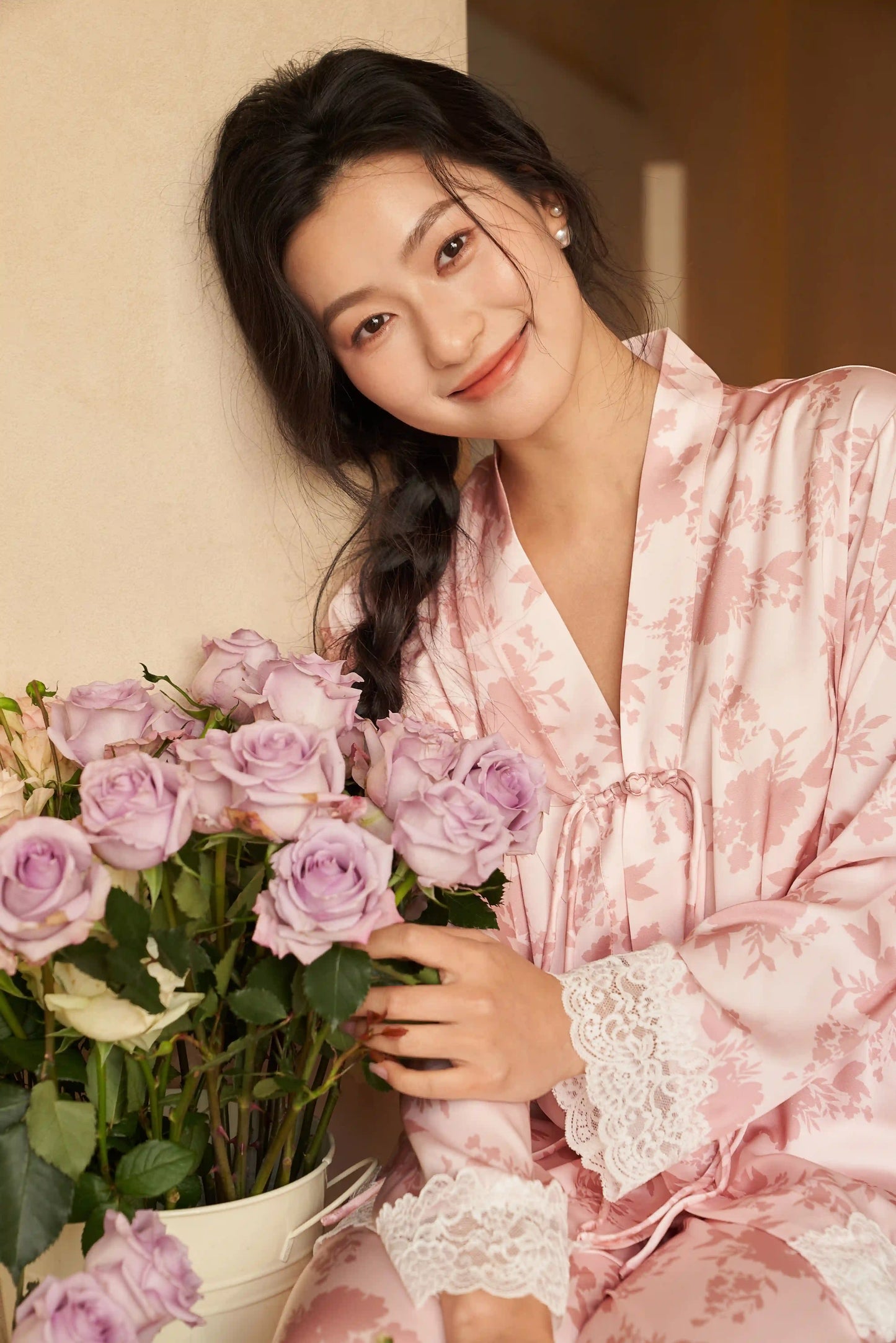 Oriental style pajamas - floral fragrance Special edition - Pink