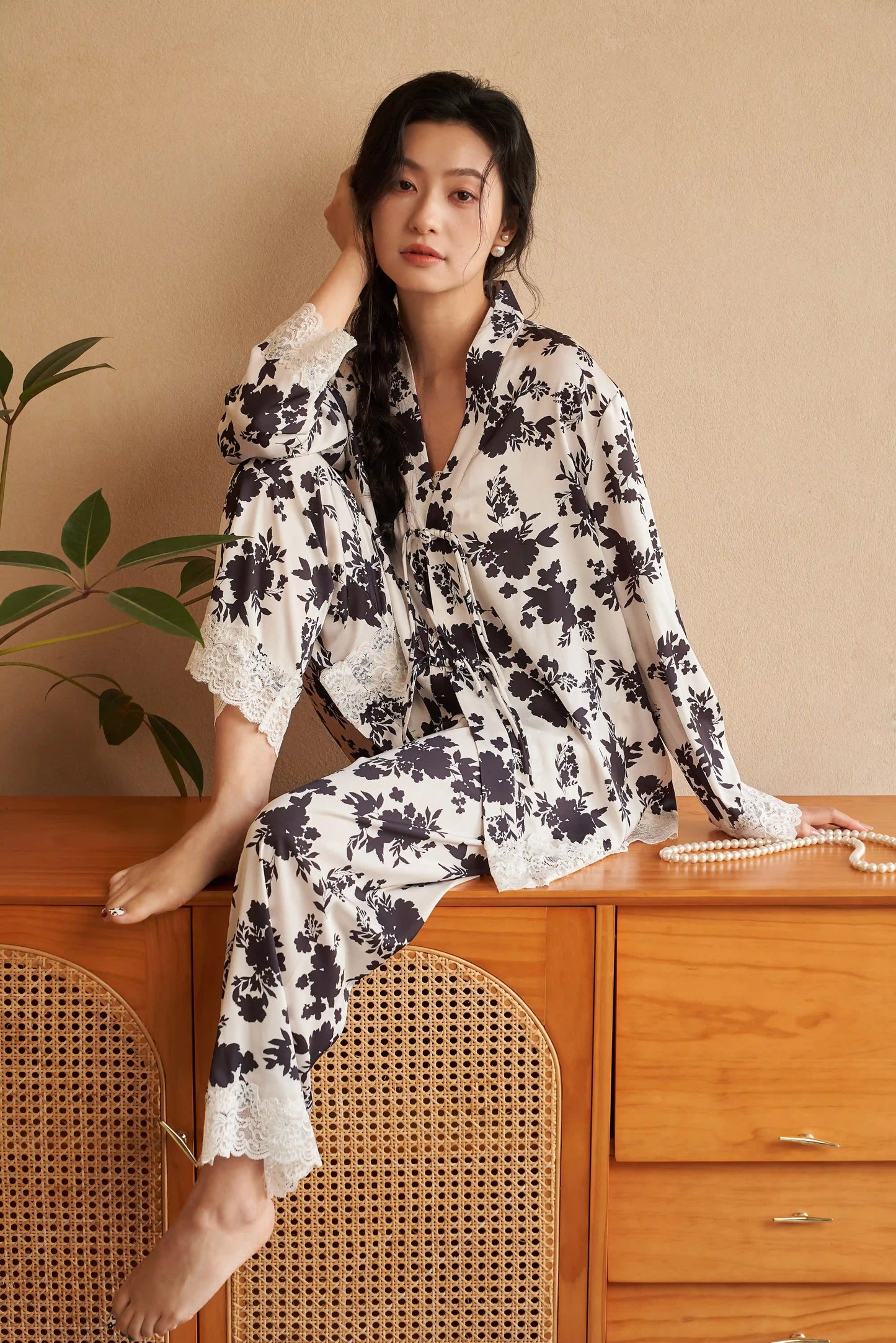 Oriental style pajamas - floral fragrance Special edition - Special style