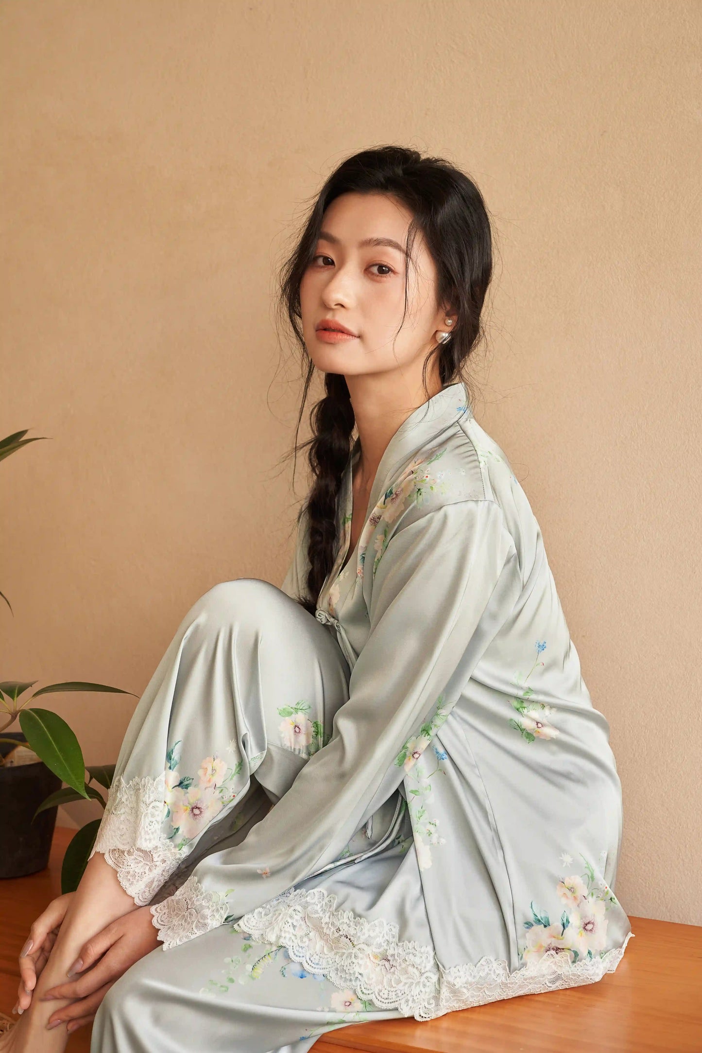 Oriental style pajamas - floral fragrance Special edition - Green