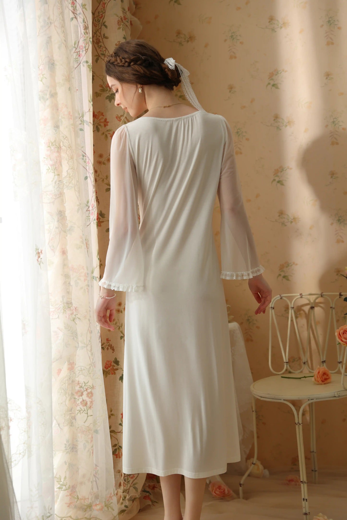 Elegant V-neck Nightgown/Home wear