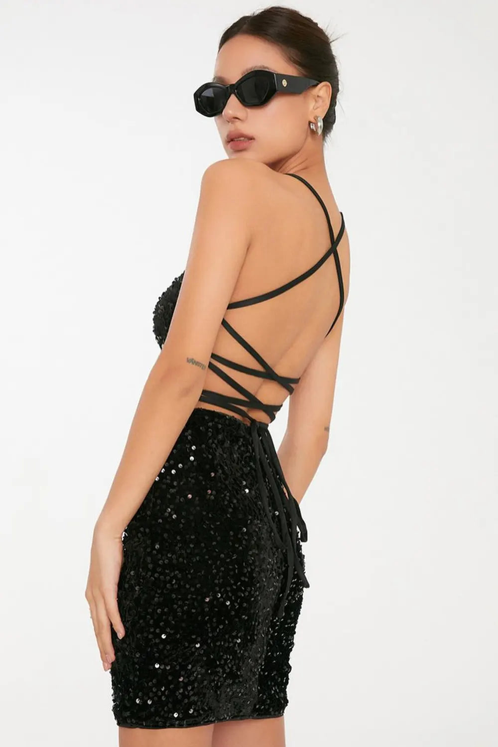 Fashion Sequin Mini Suspender Dress