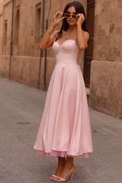 Elegant Sexy Satin Corset Tulle Dress