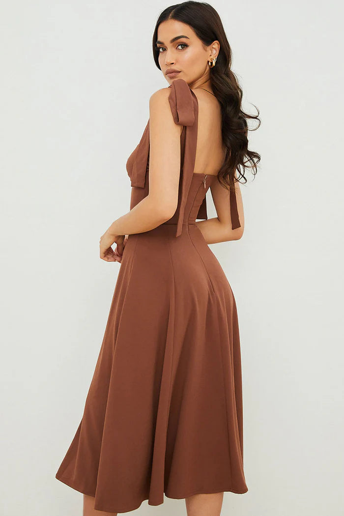Elegant Slit Strap Midi Dress Amorumshop Elegant Slit Strap Midi Dress Amorumshop